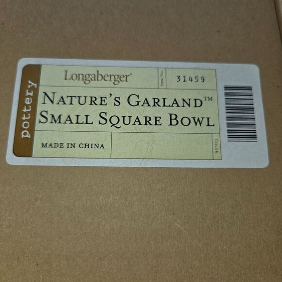 Longaberger Pottery Nature's Garland Small Square Bowl 31459 - Picture 7 of 7